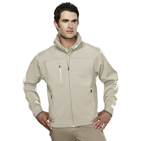 Tri-Mountain Wholesale Flight 6400 Stretch Bonded Soft Shell Jacket, 2X-Large, Putty/Dark Gray