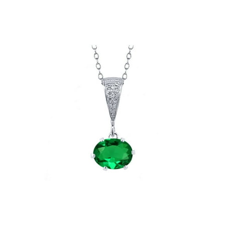 - 2.43 Ct Oval Green Nano Emerald 925 Sterling Silver Pendant
