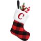 thumbnail image 1 of Medias navideñas de 7 pulgadas Medias navideñas clásicas con cuadros escoceses rojos Medias navideñas con letras Medias colgantes con puños de felpa de piel sintética, 1 of 4