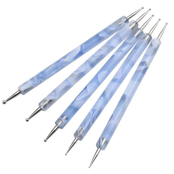 5PCS Nail Point Pen, Dotting Pen Marbleizing Tool Nail Polish Manicure Dot Nail Art Set (Blue)