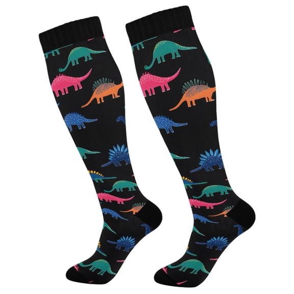 joogoo Dinosaurs Cartoon-r1 Compression Socks Women Men Knee High Sock