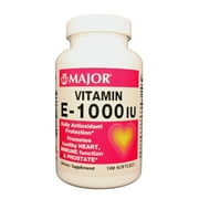 Major Vitamin E Capsules, 1000 IU, Yellow, 100 Count