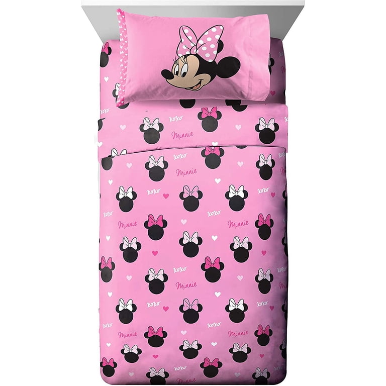 Minnie Mouse Kids Bedding Set - Butterfly Design, 100% Cotton, Duvet Cover 100x135 Cm & Pillowcase 40x60 Cm