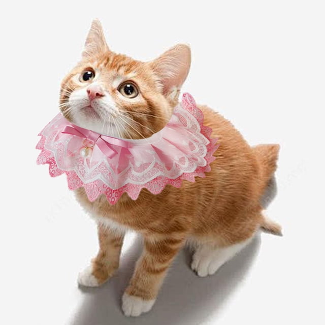 Collar de gato, collar de babero de encaje para mascotas, accesorios de disfraz, baberos navideños, bufanda para mascotas, regalo de Navidad para año Rosa