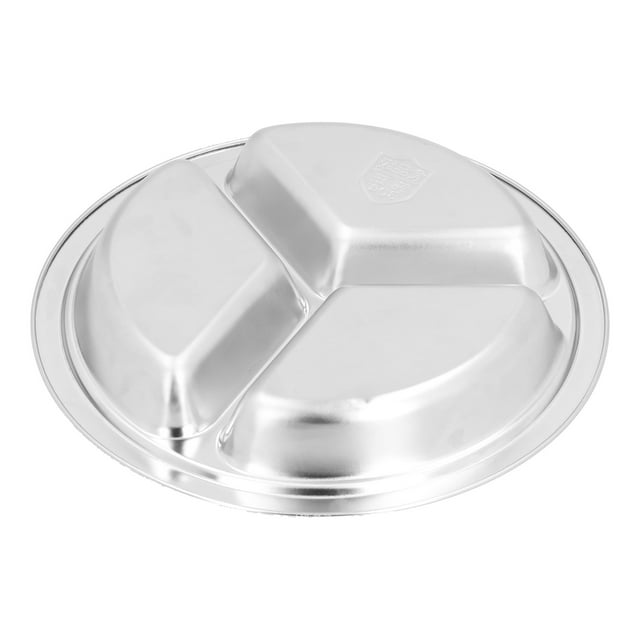 Assiettes pour Enfants en Acier Inoxydable, Assiettes en Acier Inoxydable Réutilisables à Compartiments pour Enfants, Assiette pour Tout-Petit en Acier Inoxydable avec Isolation Thermique pour Camping, Pique-Nique, Cantine Scolaire