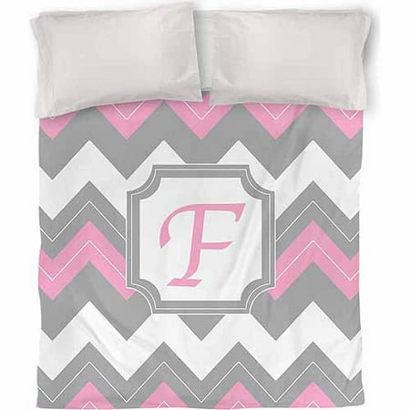 IDG Chevron Monogram Duvet Cover, Pink