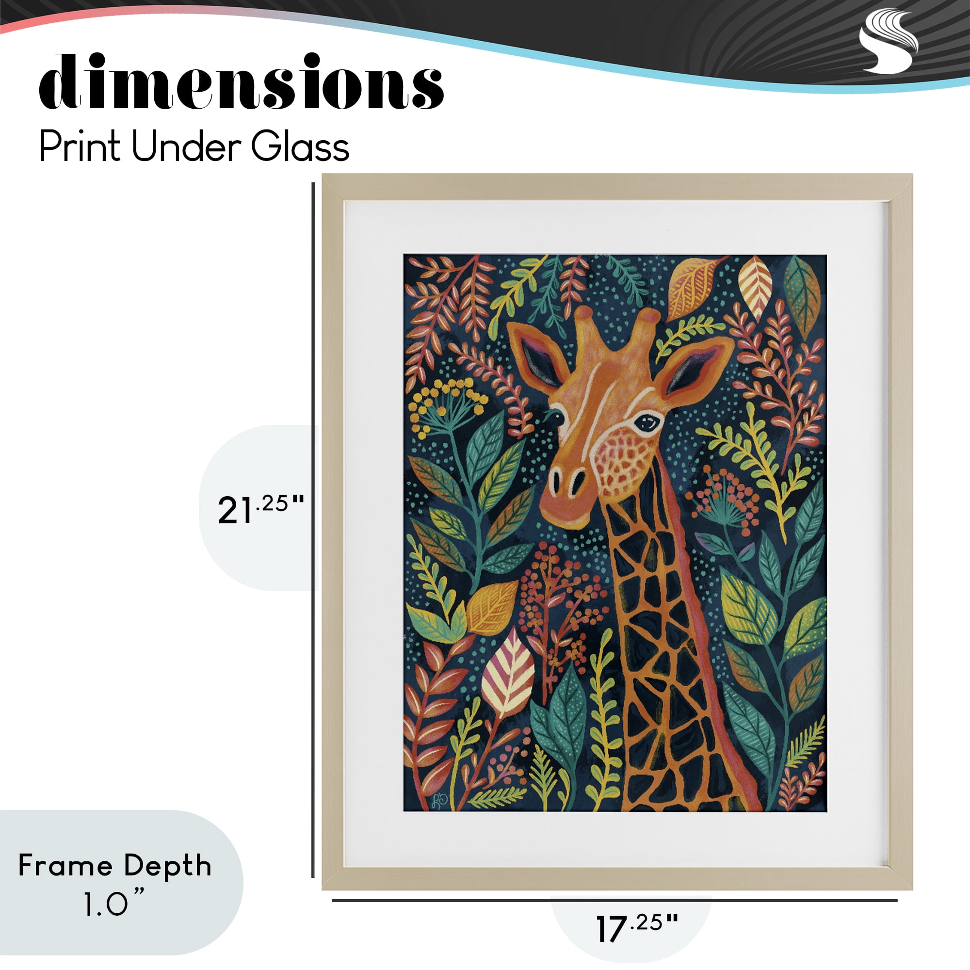 Stupell Industries Exotic Leaf Pattern Giraffe Birch Framed Print Under Glass, design by Lisa R Dumm