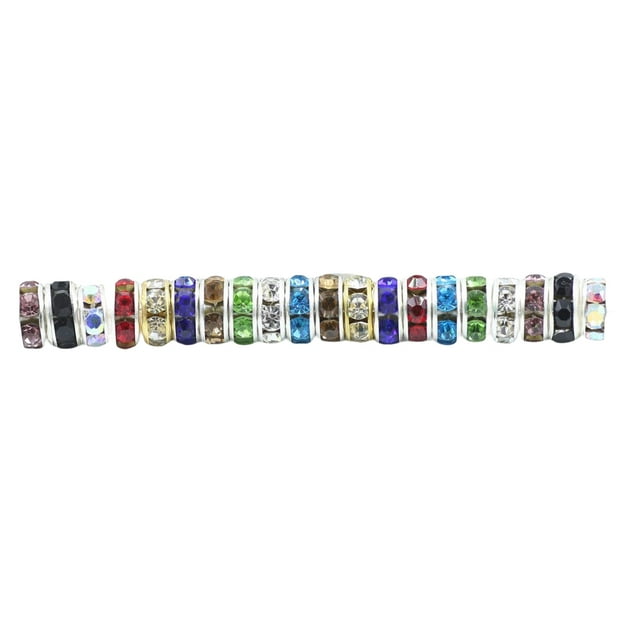 50 Pieces Rhinestone Rondelle Handmade Spacer Beads Jewelry Crystal Multi-colors Loose Bead Earring Necklace Accessories Mixed Color
