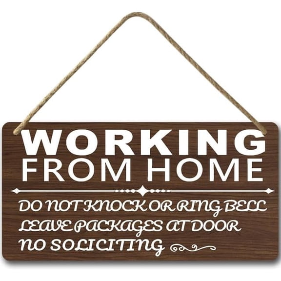 6x12 IN Working from Home Sign Do Not Knock Disturb Sign,Farmhouse Room Home Bedroom Rustic Hanging Sign,Wooden Hanging Sign Rustic Wall Art Home Decoration