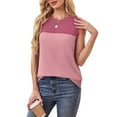 thumbnail image 4 of Summer Tank Tops For Women Plus Size Causal Loose Color Block Crew Neck Sleeveless Workout Athletic Lightweight Pullover Tops Under $7 Pink XL, 4 of 5