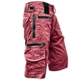 thumbnail image 3 of lcziwo Solid Color Shorts Men with Zip Pockets Denim Holiday Outdoor Trunks Beach Fishing Travel Work Shorts Red XXL, 3 of 8