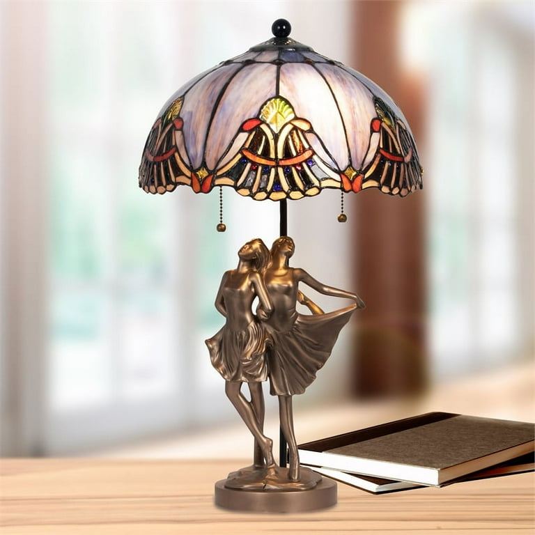 Dale Tiffany 2 Light Resin Art Glass Table Lamp in Cold Cast