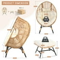 thumbnail image 4 of RADIATA Set of 2 Wicker Double Egg Chair with Ottomans, All-Weather PE Rattan Patio Stationary Chair with Thick Cushions, 420lbs Capacity, Beige, 4 of 11