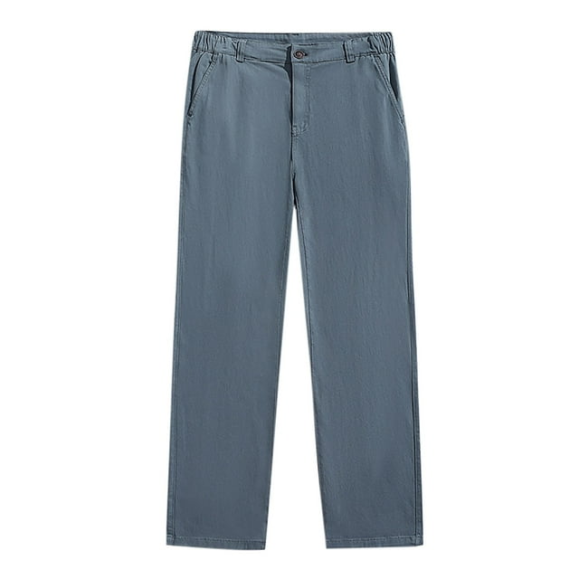 Zszcpp High Waisted Pants Men'S Button Pocket Long Simple Style Solid Color Elastic Business Pencil Trousers Casual Trouser