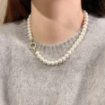 thumbnail image 2 of Ensemble Micro Élégant Français Zircon Boucle Ronde Imitation Perle Collier pour Femmes Bijoux Accessoires Sucrés, 2 of 5