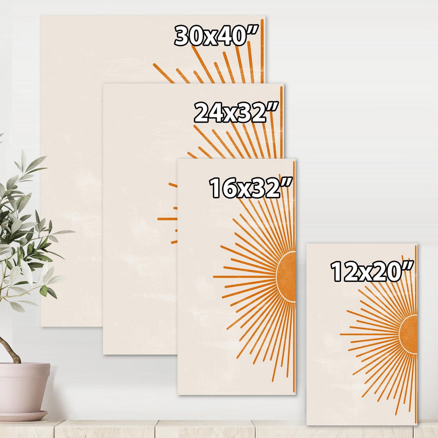 Designart Orange Sun Print I Canvas Wall Art
