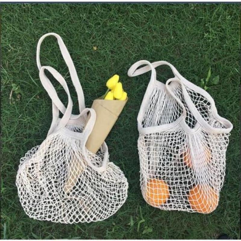 Reusable Fruit String Grocery Shopper Cotton Tote Mesh Woven Net Shoulder Bag 