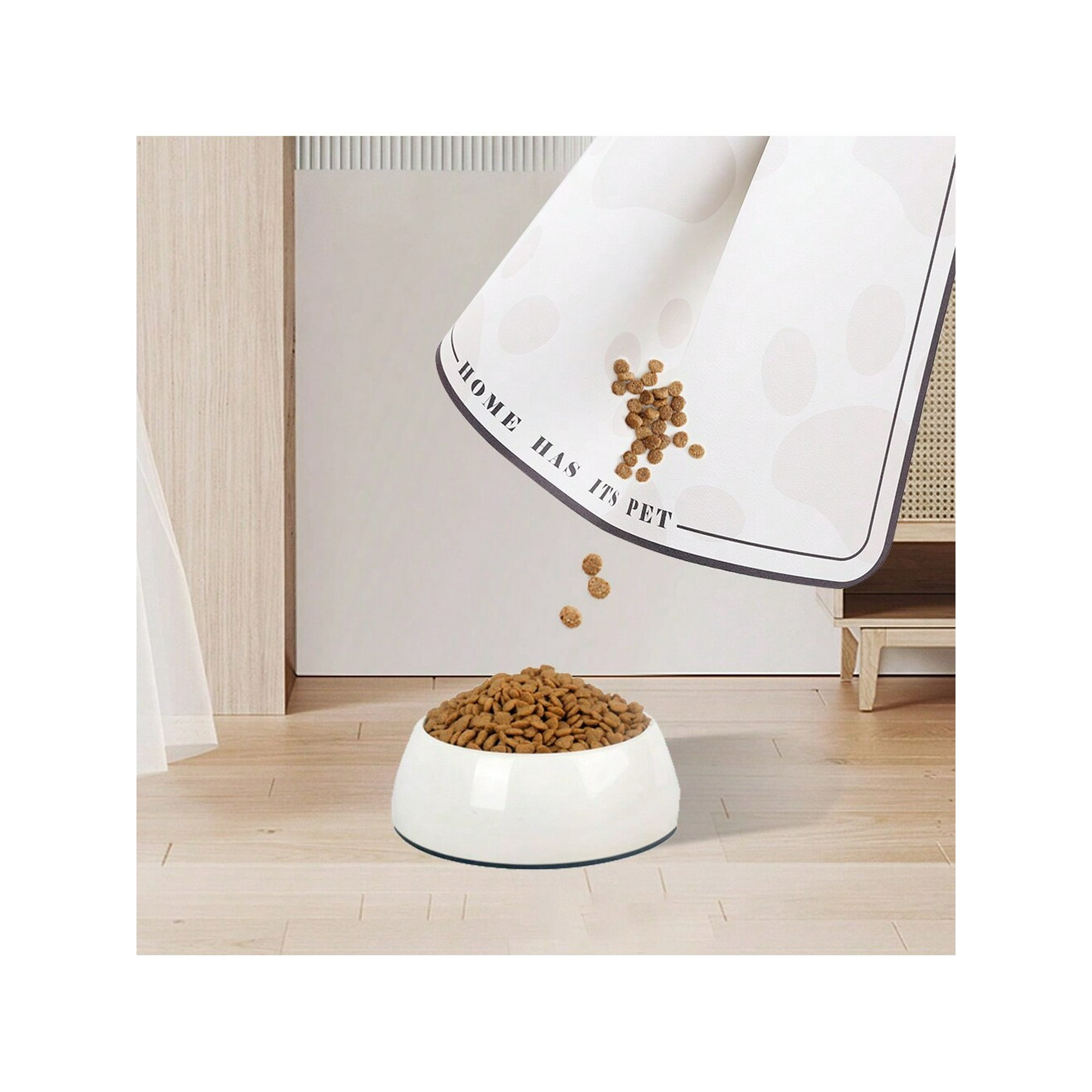 1pc Coffee Color Dog Paw Printed Silicone Quick drying Waterproof And No wash Pet Feeding Mat With Non slip Bottom Suitable For Indoor Use For Dogs