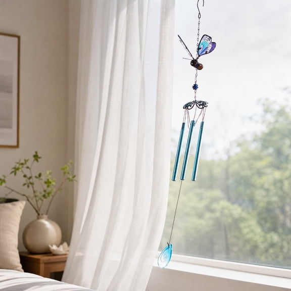 Viflosae Windchimes Outdoors Wind Chime Stained Glass Wind Chime Hand Colorful Garden Decor Outdoor Art Hanging Ornament for Garden Gift