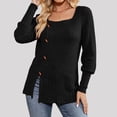 thumbnail image 5 of Hurxie Women's Sweaters Fall Lightweight Long Sleeve Square Neck Tunic Tops Black,2XL, 5 of 8