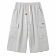 thumbnail image 4 of mens shorts Cargo Capri Pants Multi Pocket Loose Casual Shorts Summer Lightweight Breathable,Gray,XXXXXXXXL, 4 of 8