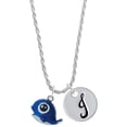 thumbnail image 1 of Delight Jewelry Resin Blue Baby Whale Silvertone Script Initial Disc - J - Charm Necklace, 20"+3", 1 of 4