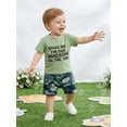 thumbnail image 5 of Loicainy Toddler Baby Boy Summer Clothes Set 12 18 24 Months 2T 3T 4T 5T Letter Print Short Sleeve Crew Neck T Shirt Elastic Waist Camouflage Shorts 2 Piece Outfits, 5 of 10