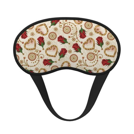 Salouo Valentine'S Day Rose Pattern Eye Masks, 1-Pack Sleep Mask Eye Cover Washable Sleeping Eyeshade Block Sleep Shade Cover Light Reduces Traveling Gifts