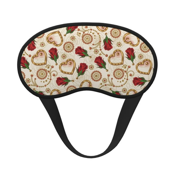 Salouo Valentine'S Day Rose Pattern Eye Masks, 1-Pack Sleep Mask Eye Cover Washable Sleeping Eyeshade Block Sleep Shade Cover Light Reduces Traveling Gifts