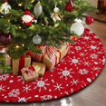 thumbnail image 1 of 48 Inch Red Christmas Tree Skirt Snowflakes Tree Skirt Double Layers Thick Xmas Tree Mat Holiday Party Decorations, 1 of 5