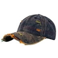 thumbnail image 3 of 2 Pack Mens Womens Ripped Denim Baseball Cap Sun Protection Snapback Hats Unisex Couples Trendy Vintage Washed Solid Color Adjustable Ball Hat, 3 of 8