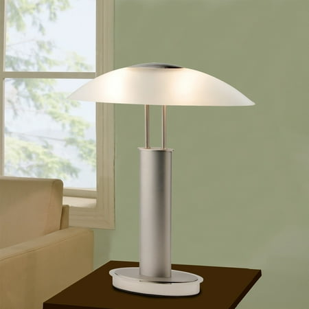 Table Lamps With Glass Shades Artiva USA Avalon Modern 2-tone Table Lamp with Oval Canoe-shaped Frosted Glass Shade and 3-way Touch Switch - Silver ()