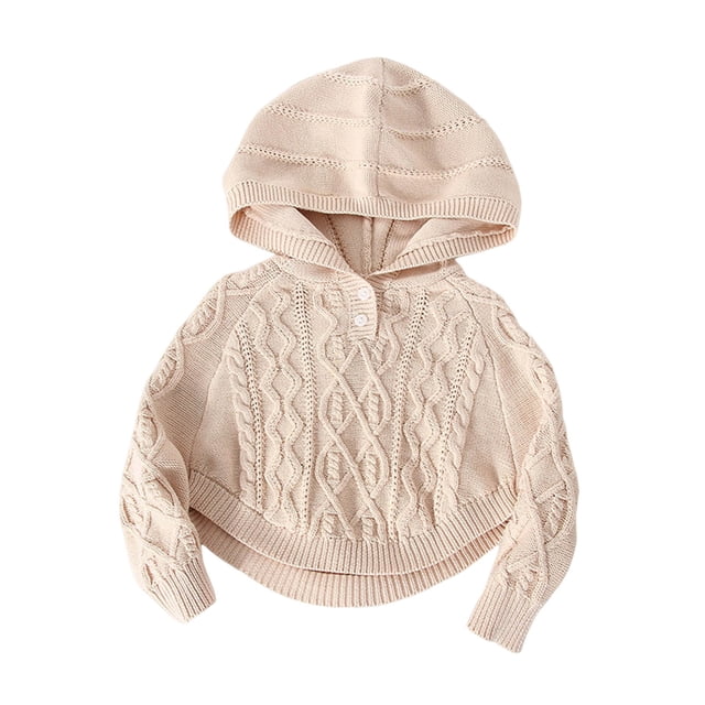 Jgppe Baby Girls Hoodie Sweaters Solid Color Cute Pullover Long Sleeve Cable Knit Fall Winter Sweater Tops