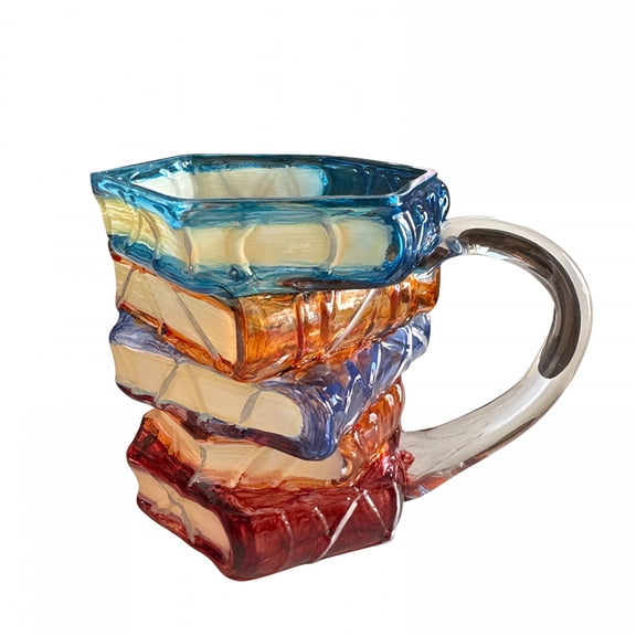 ACDANC Painted Book Mug,Novelty 3D Colored Glass Book Coffee Mug,Handcrafted 3D Book Haven Mug,Stained Glass Mugs,11Oz Novelty Coffee Mugs for Hot Or Cold Brews,For Librarians & Writers