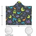 thumbnail image 3 of Wearable Blanket,DarkBlue Dinosaurs Words Pattern Hooded Wearable Flannel Blanket for Adults & Teens,Winter Poncho Shawl Wrap Cape Cozy Anti-Pill,50"x60", 3 of 5