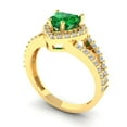 thumbnail image 2 of Clara Pucci 14K Yellow Gold 1.49ct Emerald Halo Ring for Women, 2 of 8