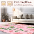thumbnail image 2 of ODIKA 2'x3' Machine Washable Non-Slip Area Rug, Whimsical Peacock Feather Floral with Delicate Accents High Traffic Rug, Pink, 331962, 2 of 7