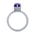 thumbnail image 2 of Simulated Sapphire Cabochon Bead Band Ring Rhodium Plated Sterling Silver Size 6, 2 of 3