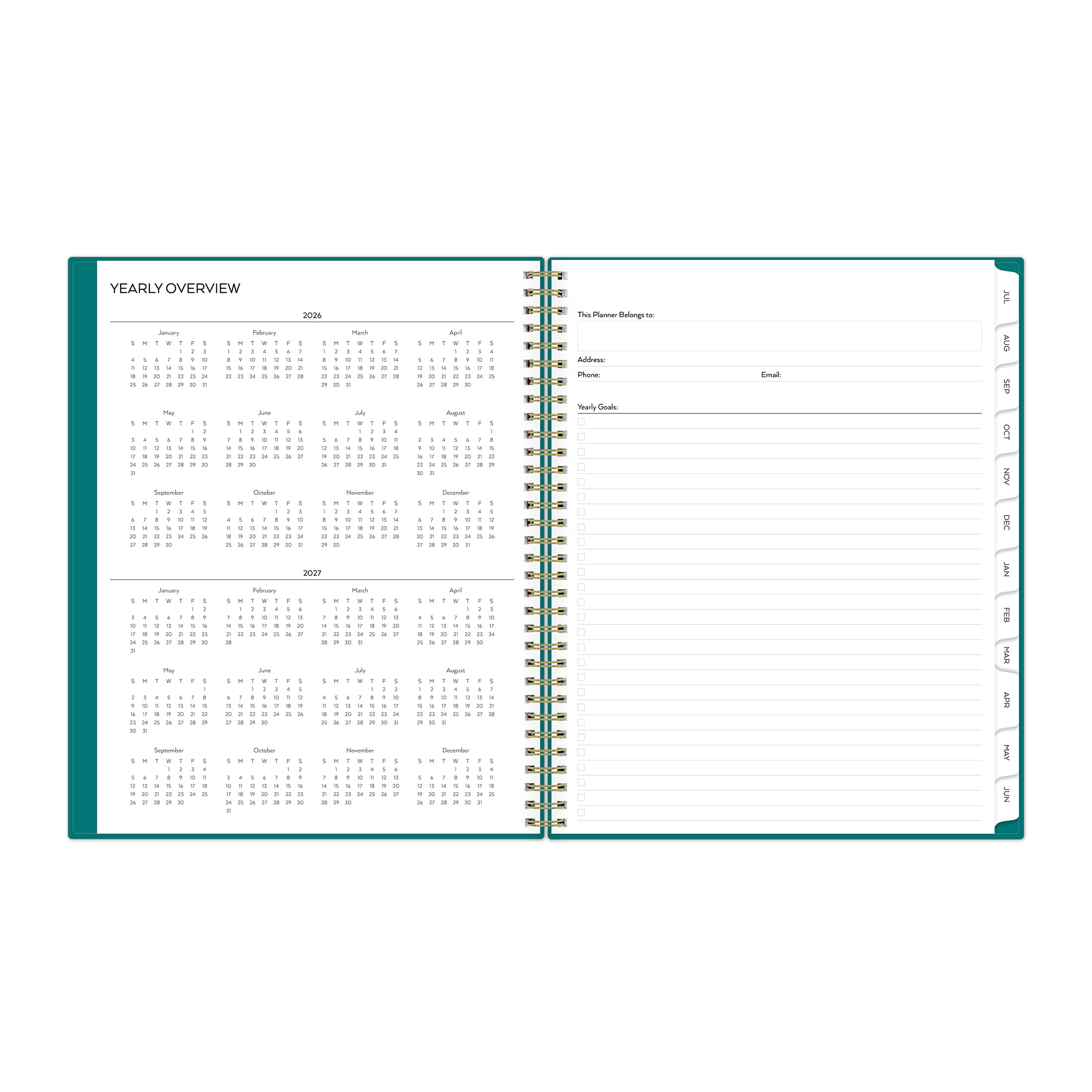 Pen+Gear Monthly Weekly Planner, 8.5" x 11", Teal 15-Month (April 2026 - June 2027)