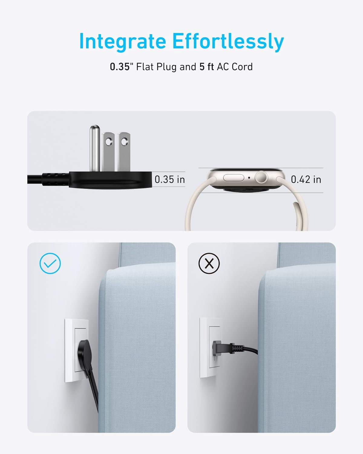 Anker Charging Station (100W), 9-in-1 USB C Power Strip with 300J Surge Protection, Compatible for iPhone 16 and MacBook, 5 ft Flat Cable and Plug, 4 USB-C and 2 USB-A Ports, 3 AC Outlets