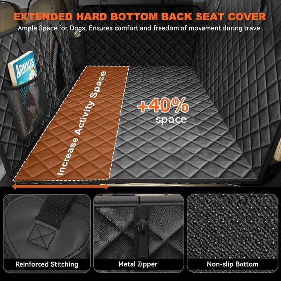 Back Seat Extender for Dogs, Non-Slip Dog Car Seat Cover for Back Seat with Hard Bottom,  Pet Car Backseat Cover, Waterproof Dog Hammock for Car SUV Truck