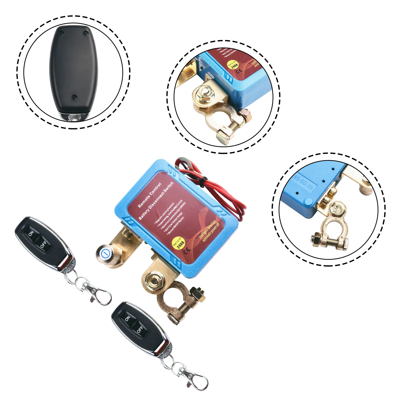 12V 240A Car Remote Battery Disconnect Switch Automatic Power Shut Off Switch