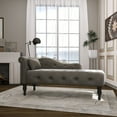 thumbnail image 2 of Holaki Tufted Upholstered Velvet Rolled Arm Chaise Lounges, Right Arm Facing Chaise Lounge with Nailhead Trim for Living Room Bedroom Office, Gray, 2 of 8