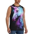 thumbnail image 2 of Xecao Rainbow Spotted White Horse Print Men's Tank Top: Sleek Sleeveless Tee for Casual Sports and Beach Occasions-3X-Large, 2 of 7