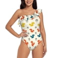 thumbnail image 2 of Picia Colorful Squirrel Pattern Women's One Piece Swimsuits,One Shoulder Swimwear Asymmetric ,Ruffle Monokinis Bathing Suits,High Waisted Flattering Bathing Suits-Medium, 2 of 8