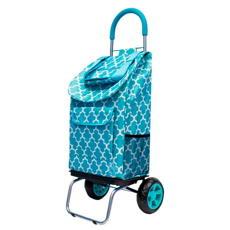 dbest Folding Trolley Dolly, Blue Moroccan Tile (Best Folding Shopping Trolley)
