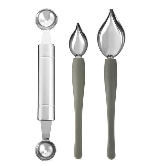 GOOHOCHY Cuchara de salsa para hornear de 3 piezas Cuchara para decorar pasteles Cuchara de frutas Cuchara para salsa de crema