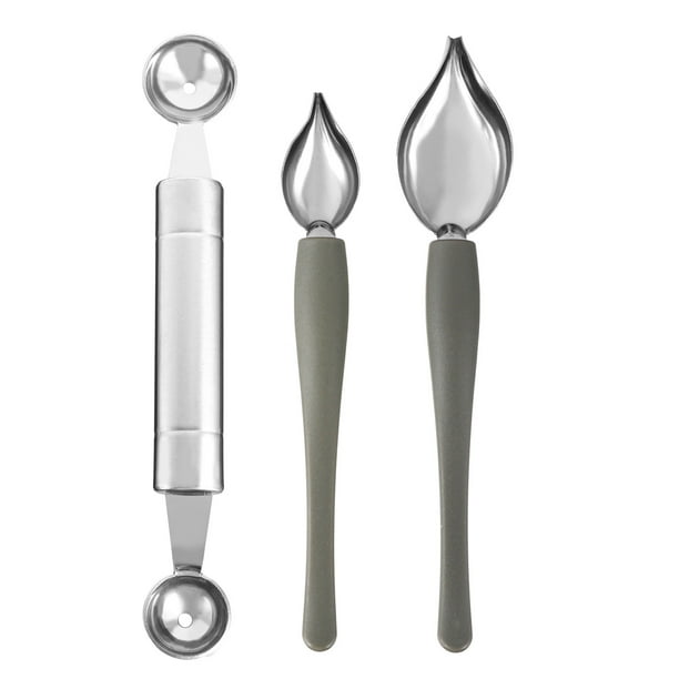 GOOHOCHY Cuchara de salsa para hornear de 3 piezas Cuchara para decorar pasteles Cuchara de frutas Cuchara para salsa de crema