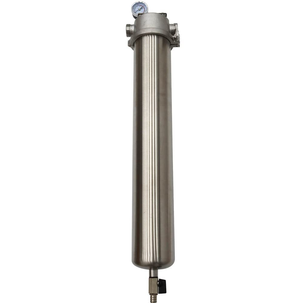 EQCOTWEA 20" Front Filter Water Purification for Whole House 304 Stainless Steel 15000L/h