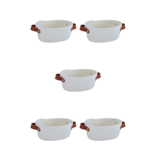 Wosthever Cesta de almacenamiento de estilo nórdico, contenedor de cuerda de algodón tejido a mano, cesto para llaves, escritorio para cajón, Type2 NO2